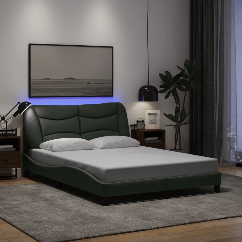 Sengeramme Hvar 140x190 cm m. LED - mørkegrå stof