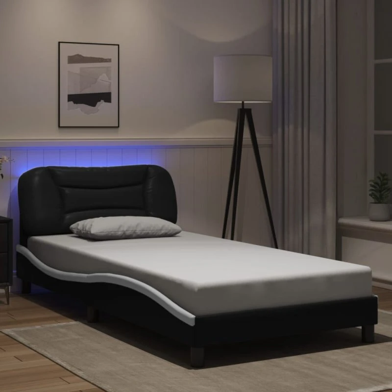Hvar sengeramme m. LED 100x200 cm – sort/hvid
