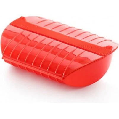 Lékué Dampboks i platin silikone med drypbakke (mikroovn)