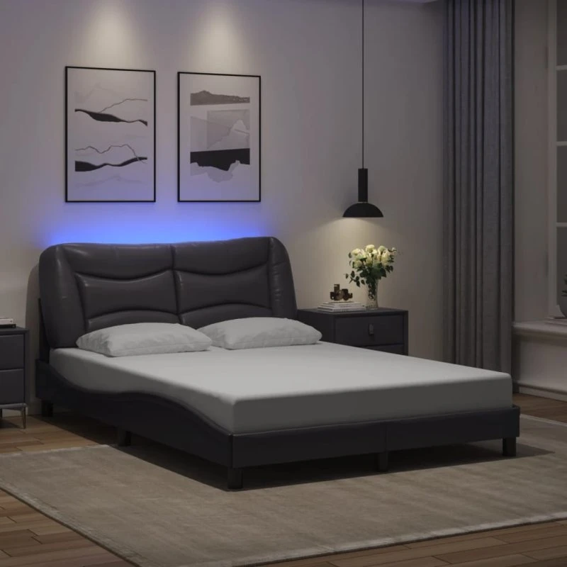 Sengeramme Hvar 140x190 cm med LED, grå (uden madras)