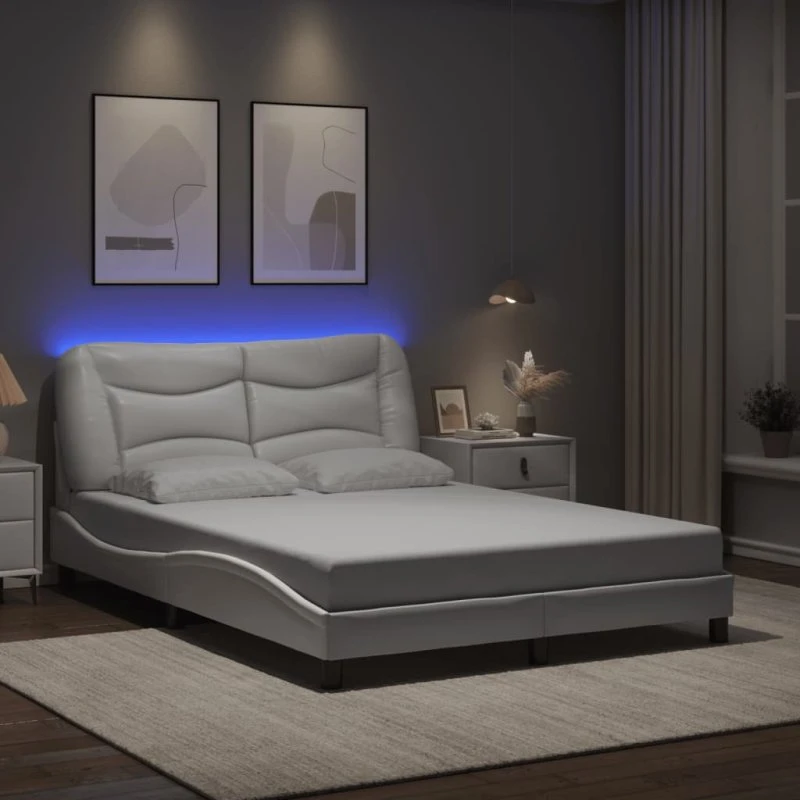 Sengeramme Hvar 140x200 cm med LED, hvid (uden madras)