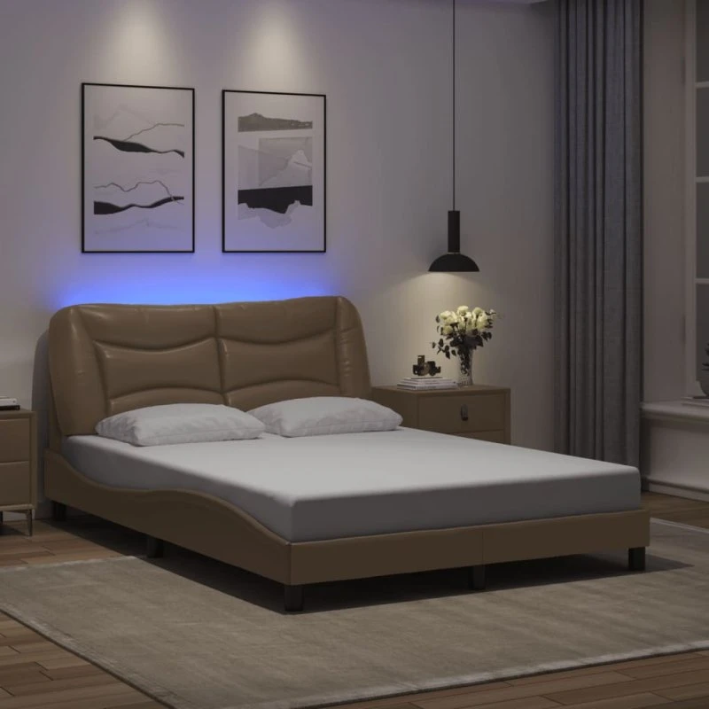 Hvar sengeramme 140x200 cappuccino med LED (uden madras)