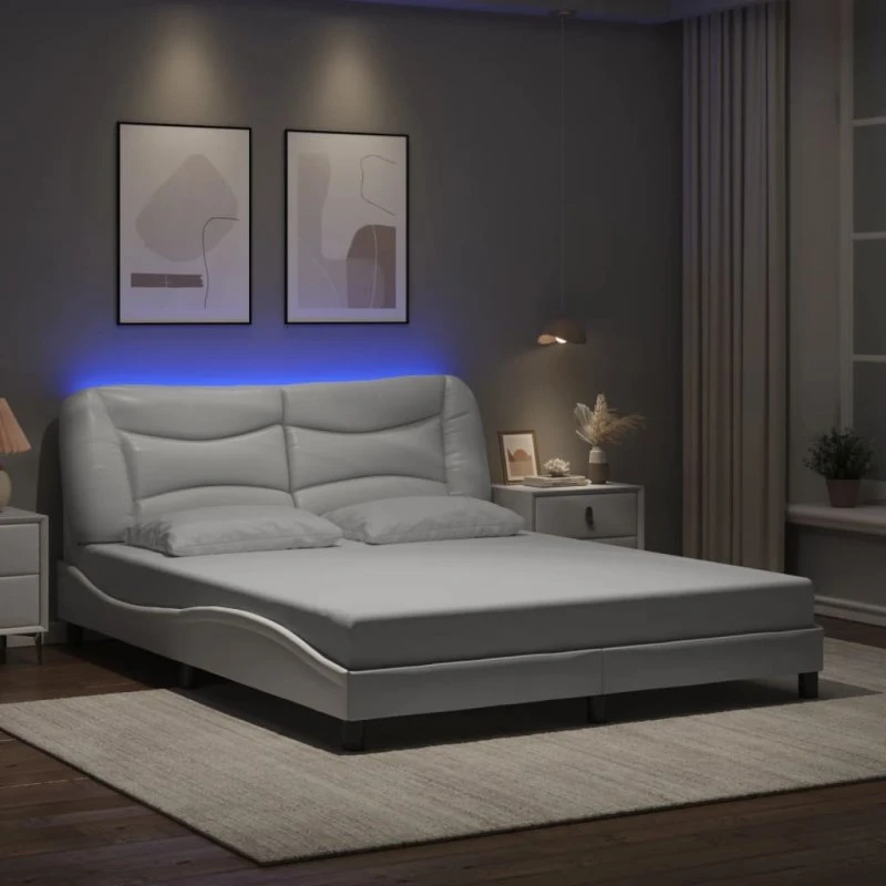 Sengeramme Hvar 160x200 cm med LED, hvid (uden madras)