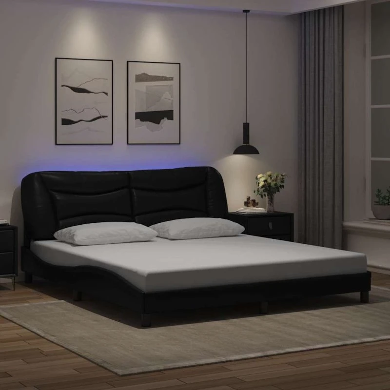 Hvar sengeramme 180x200 cm med LED - sort
