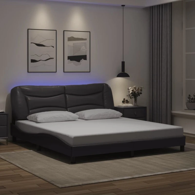Sengeramme Hvar 180x200 cm med LED, sort