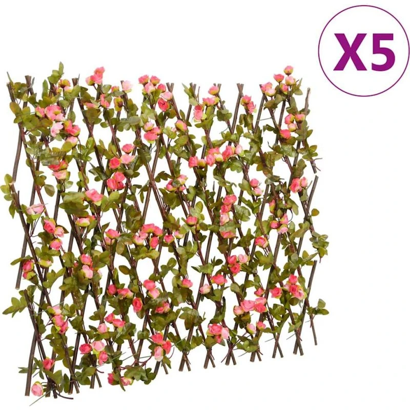 Espalier med kunstig vedbend 5 stk. 180x60 cm - pink
