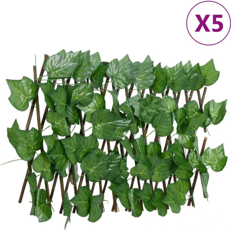 Espalier 5 stk. kunstige vinblade 180x20 cm – udvidelig grøn