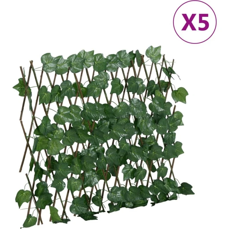 Espalier med kunstige vinblade 5 stk. 190x60 cm, udvidelig