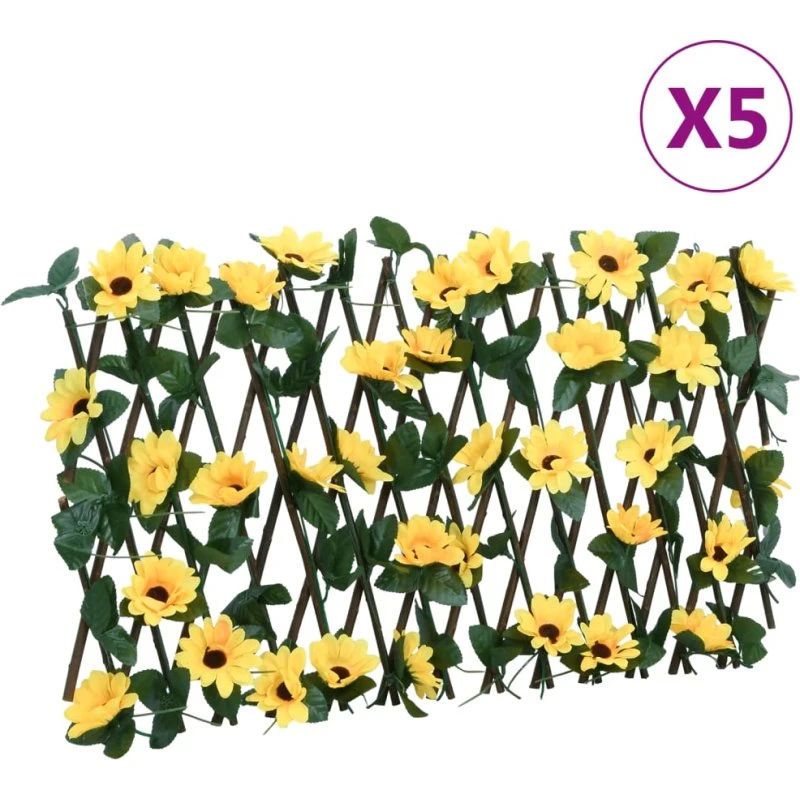 Udvideligt espalier med kunstig vedbend 5 stk. 180×20 cm - gul