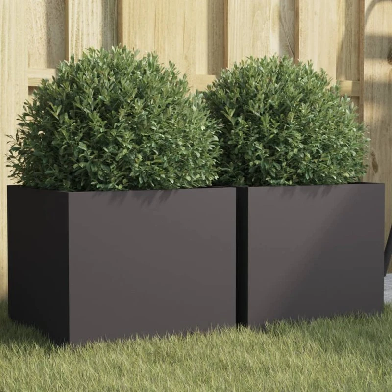Plantekasser 2 stk. 32x30x29 cm koldvalset stål sort