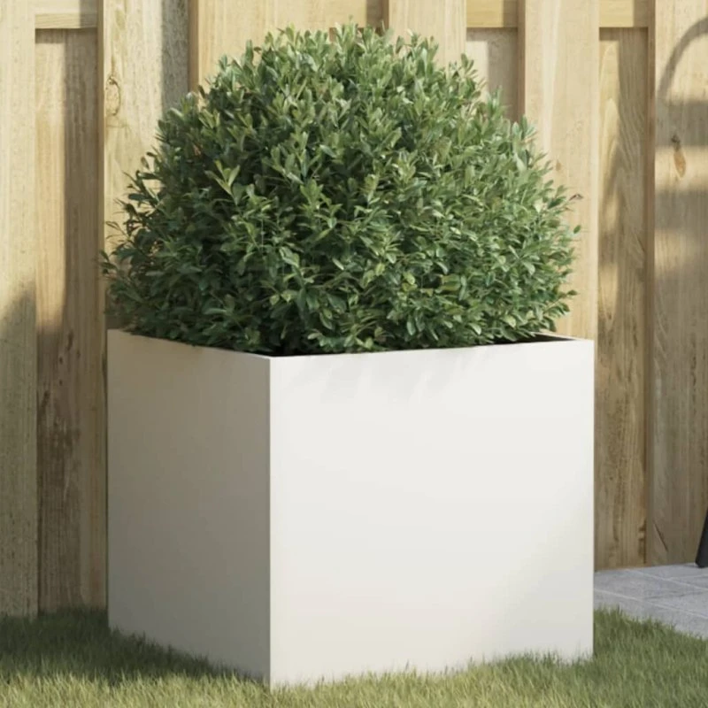 Plantekasse i hvidt koldvalset stål 42×40×39 cm