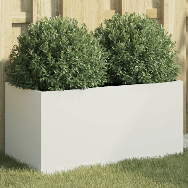 Plantekasse i hvidt koldvalset stål 62×30×29 cm