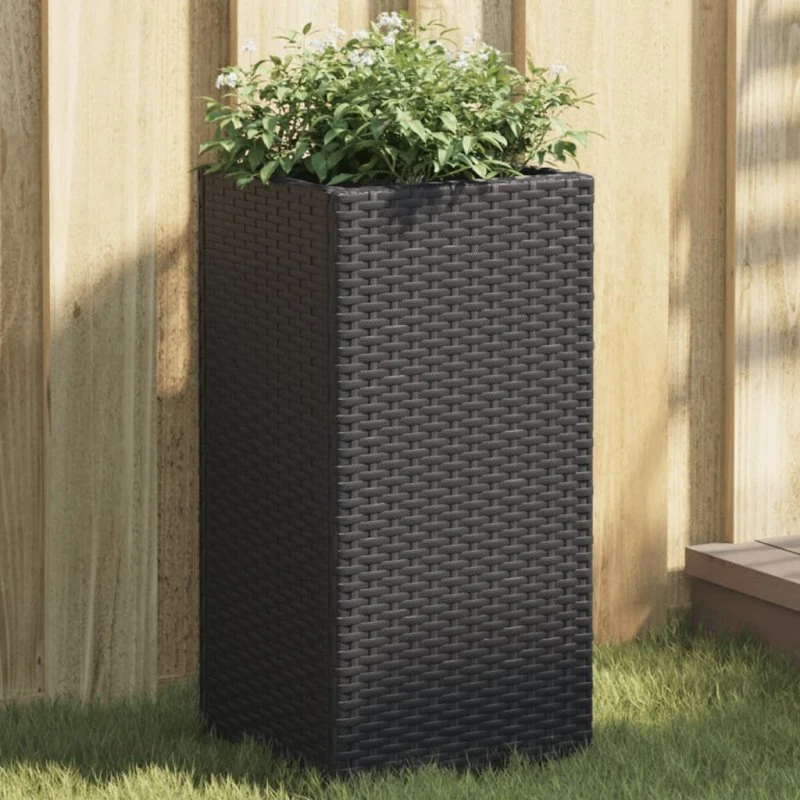 Plantekasser 2 stk. 30x30x60 cm polyrattan – sort