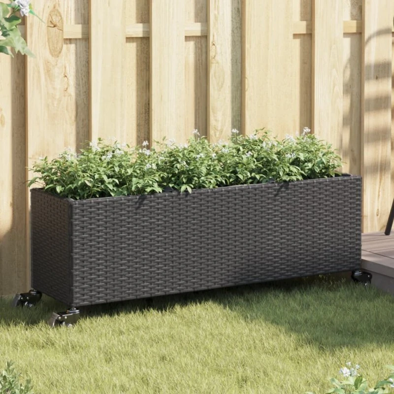 Plantekasser 2 stk. 107x32x38 cm polyrattan med hjul
