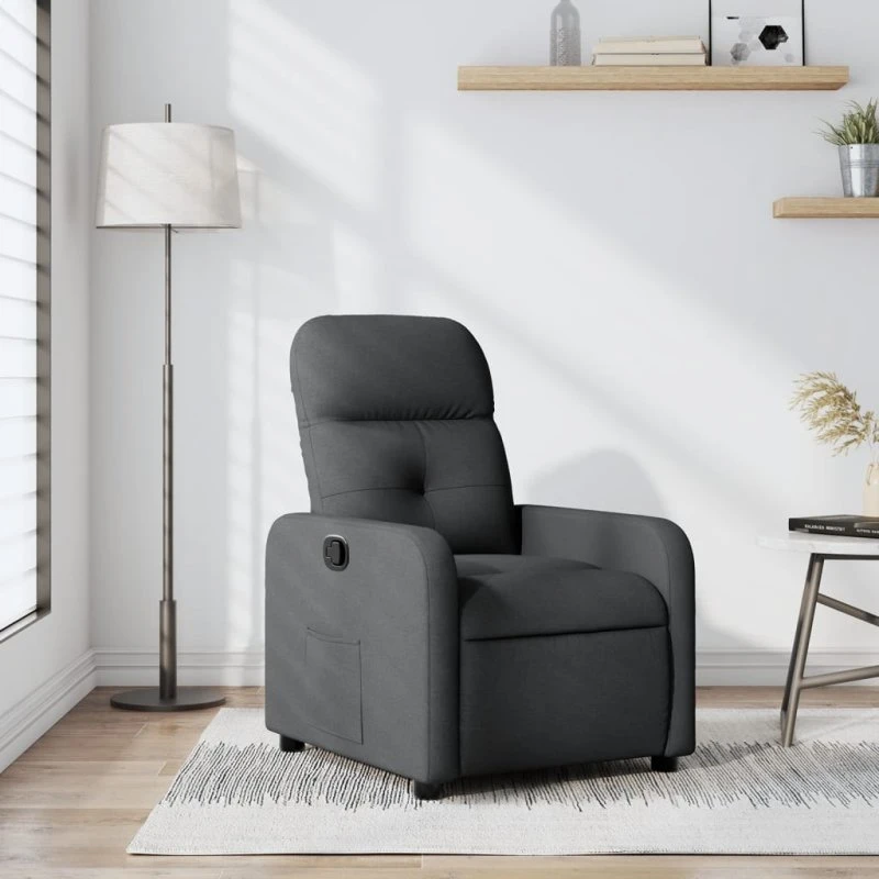 Lænestol stof mørkegrå med manuel recliner