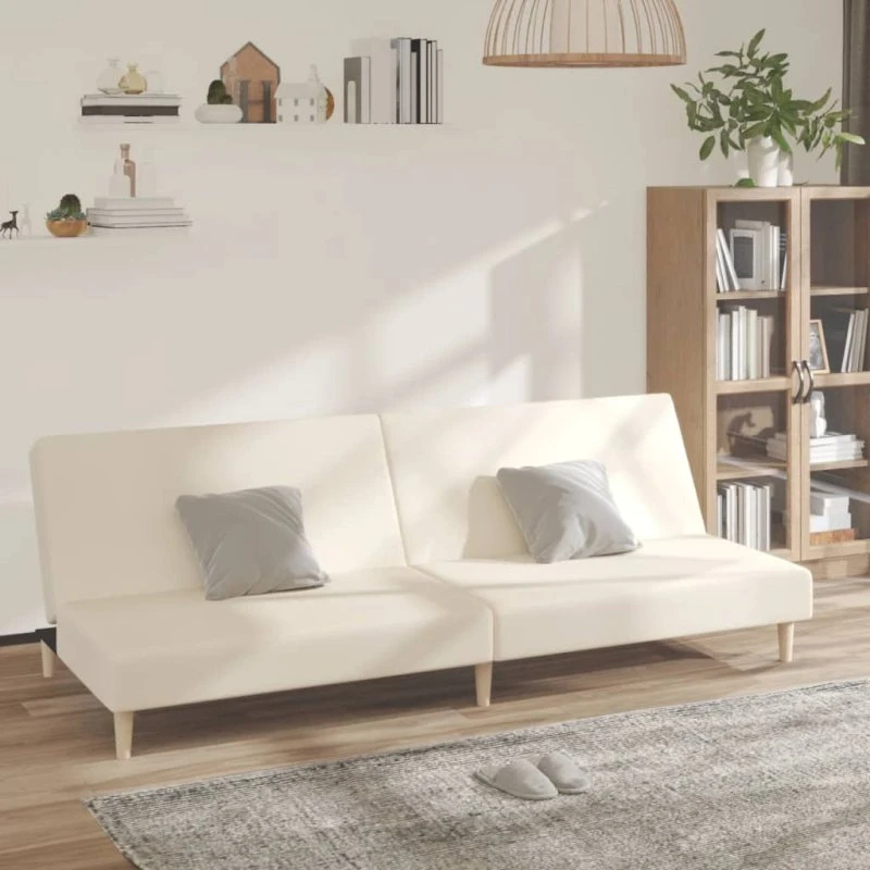 2-personers sovesofa i creme stof - foldbar daybed