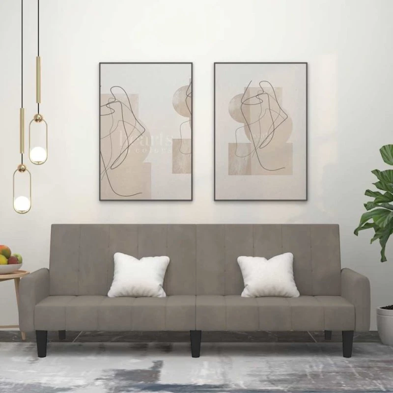 2-personers sovesofa i fløjl - lysegrå