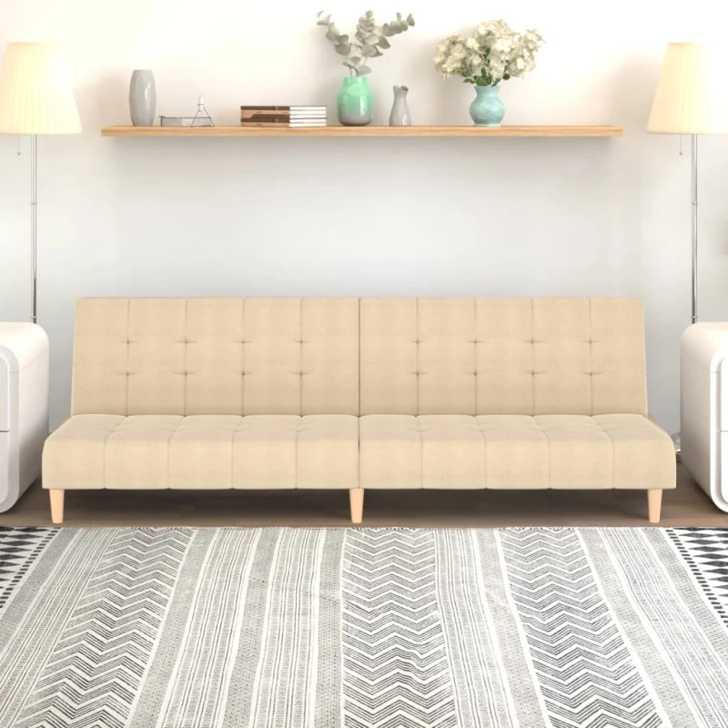 2-personers sovesofa i creme stof (omdannes til seng)