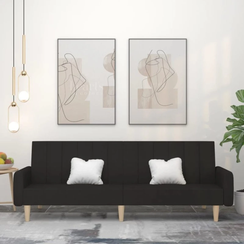 2-personers sovesofa i sort stof – vendbar daybed