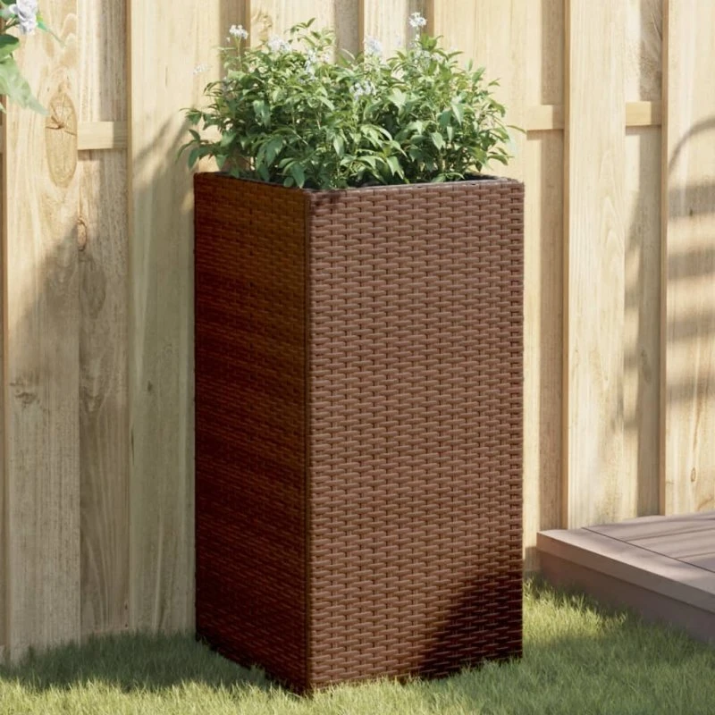 Plantekasse 40×40×80 cm polyrattan, brun
