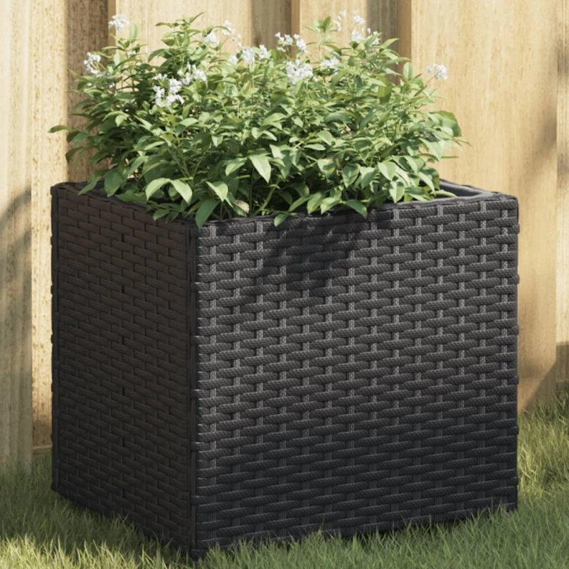 Plantekasse i polyrattan 36×30×32 cm – sort