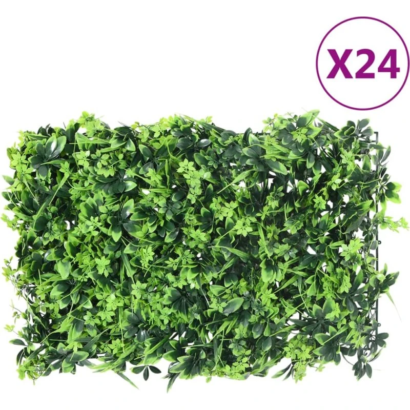 Kunstig hæk 24 stk. 40x60 cm – grøn, UV-bestandig