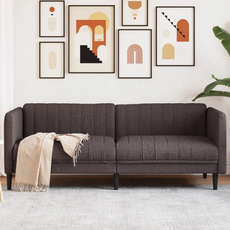 3-personers sofa i mørkebrunt stof – komfort & holdbarhed