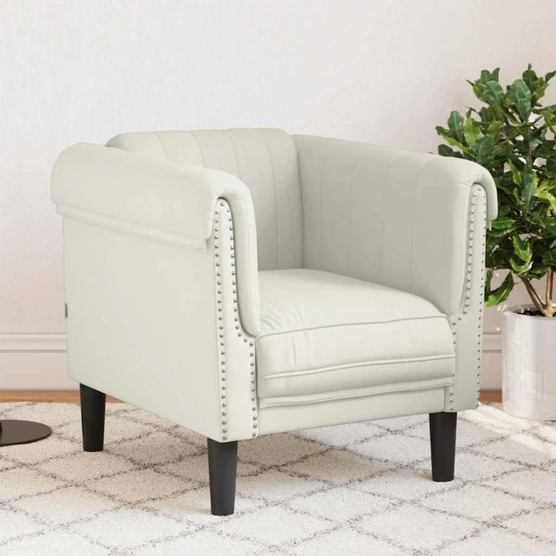 Velour lænestol creme – blød og komfortabel sofa stol