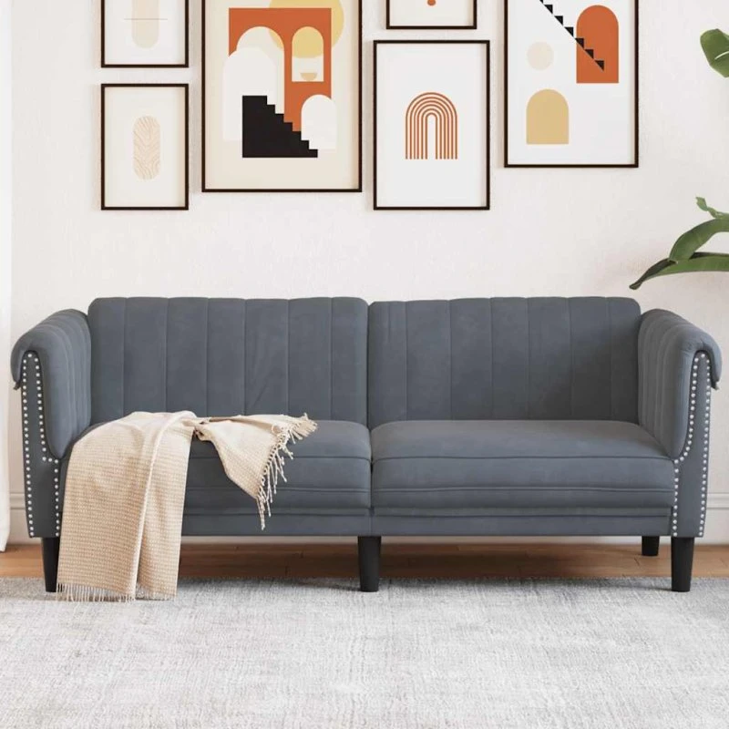 Velour 2-personers sofa mørkegrå – komfort & stil