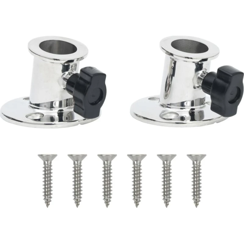 Runde bimini-baser 2 stk til 26 cm rør, rustfrit stål