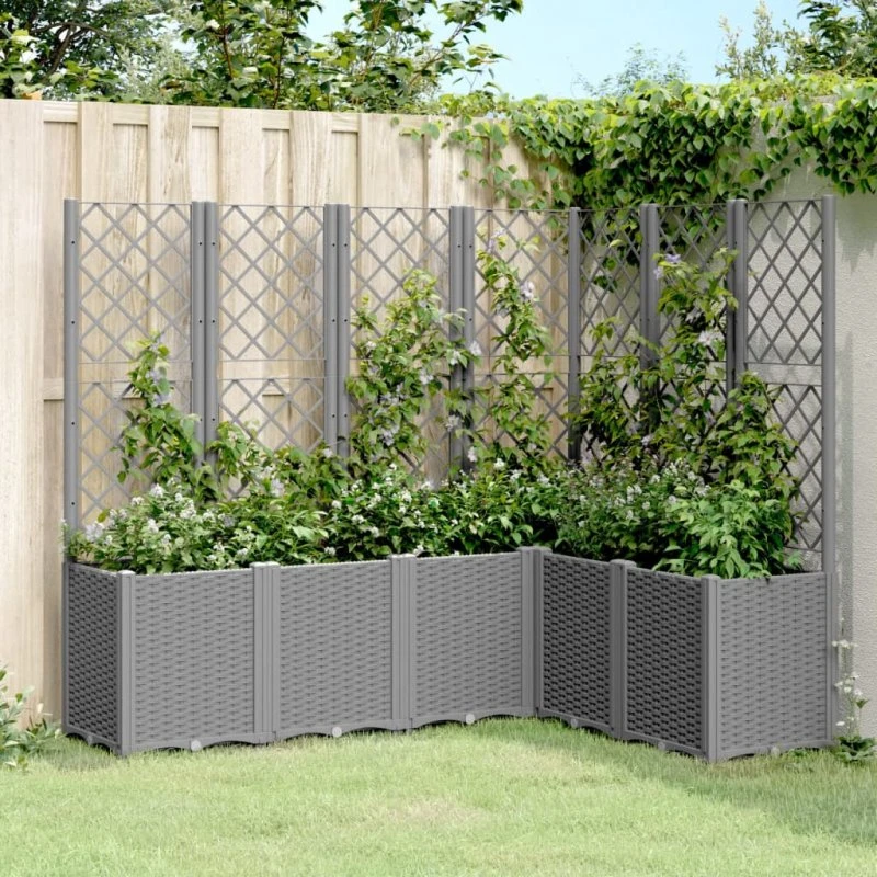 Plantekasse med espalier 160x120x140 cm – PP lysegrå