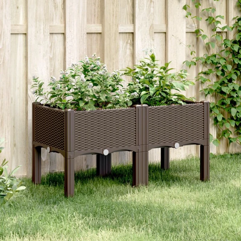 Plantekasse med ben 80x40x42 cm – brun (PP)