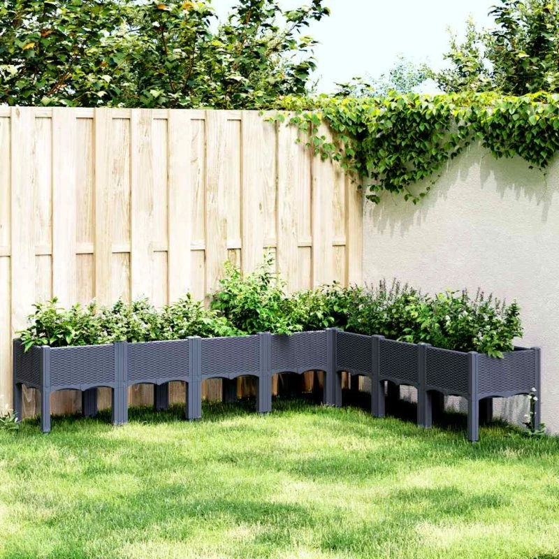 Plantekasse med ben 200x160x42 cm — PP blågrå