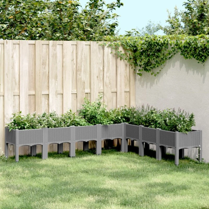 Plantekasse med ben 200x160x42 cm – lysegrå PP