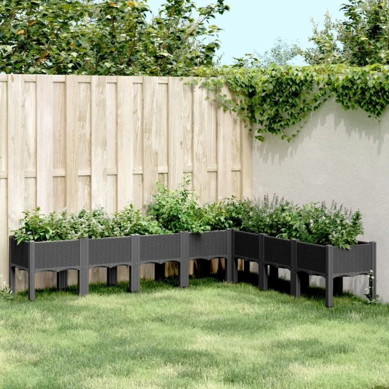 Plantekasse med ben 200x160x42 cm – sort PP