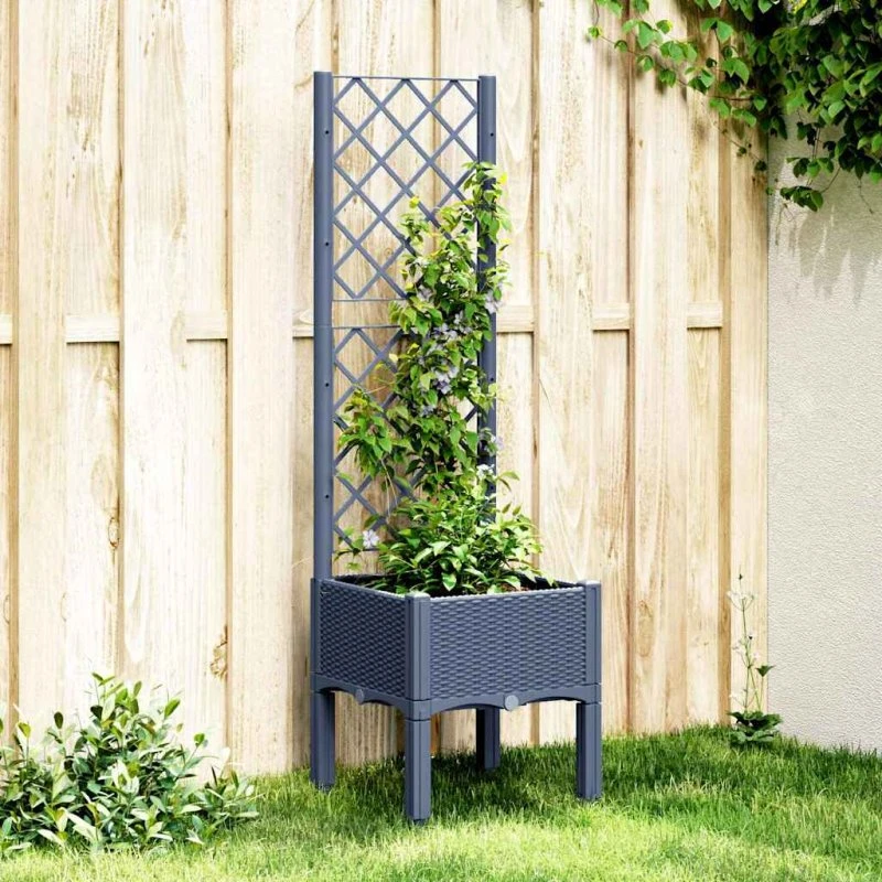 Plantekasse med espalier 40x40x142 cm – blågrå
