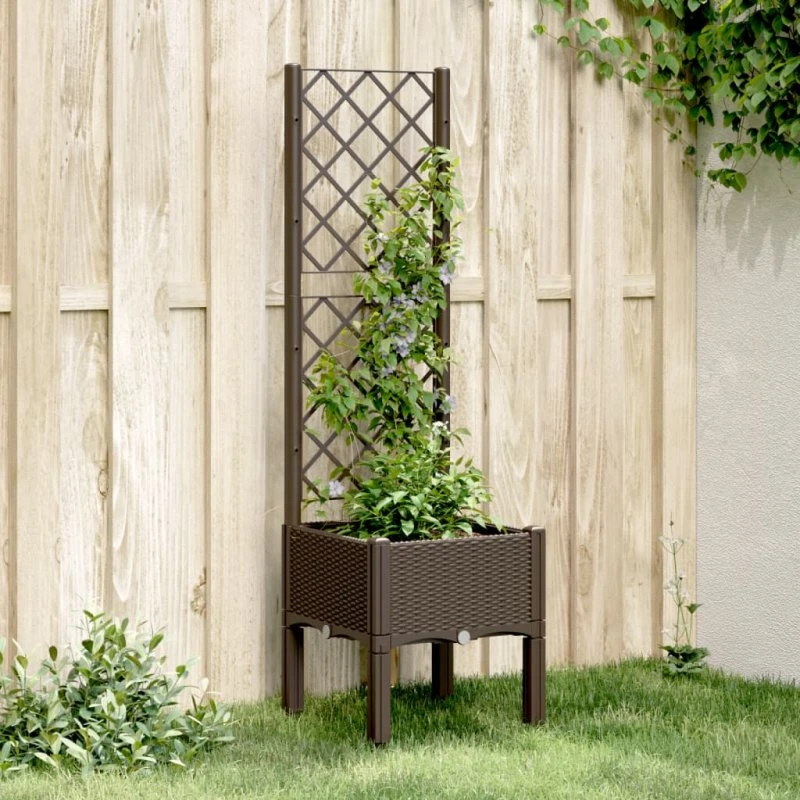 Plantekasse med espalier 40x40x142 cm - brun