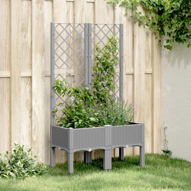 Plantekasse med espalier 80x40x142 cm - PP lysegrå