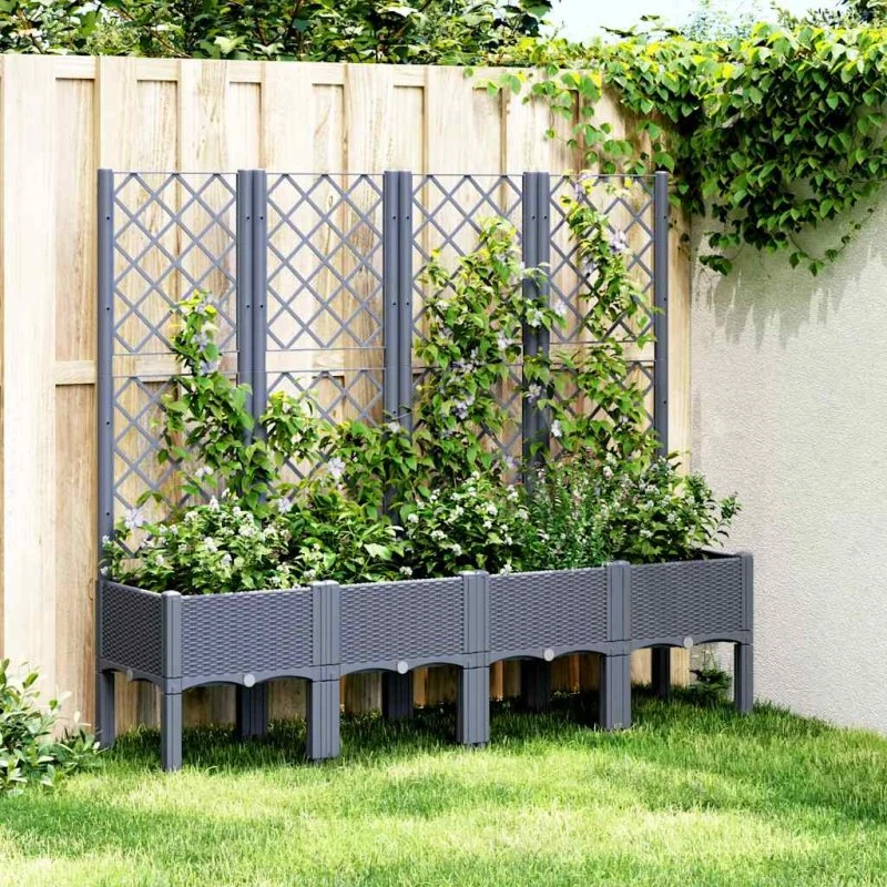 Plantekasse med espalier 160x40x142 cm - blågrå