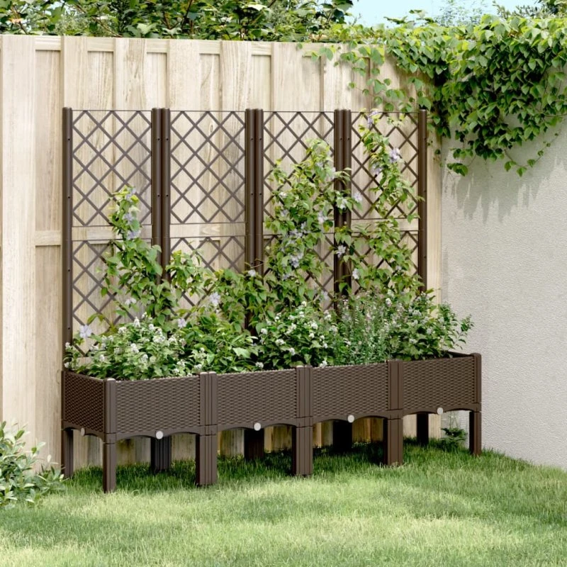 Plantekasse med espalier 160x40x142 cm – brun PP
