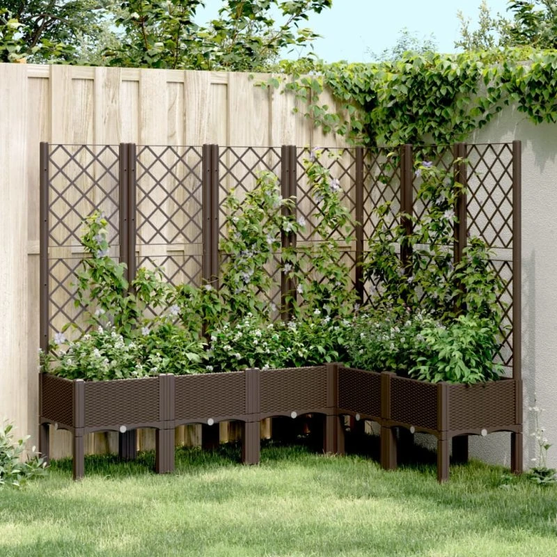 Plantekasse med espalier 160x120x142 cm - brun, PP