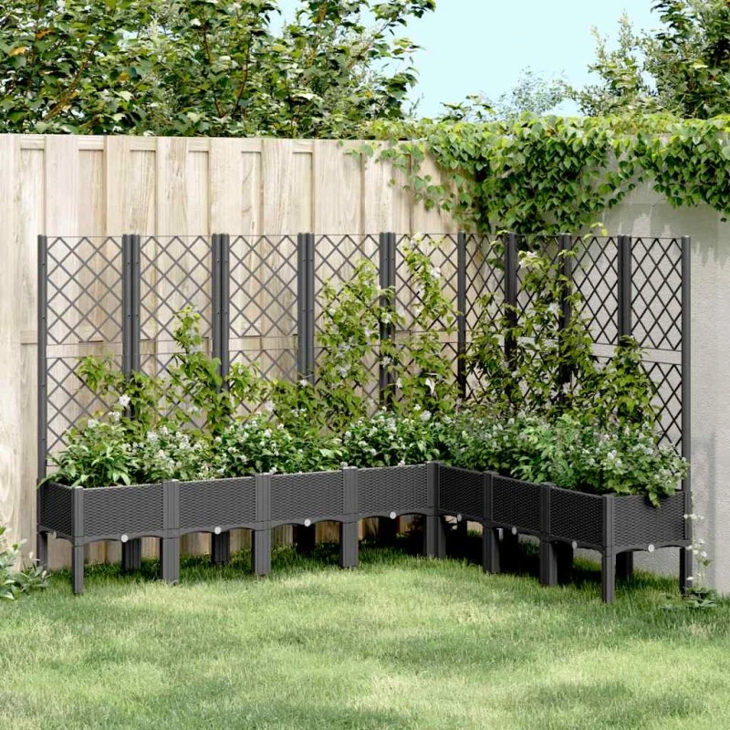 Plantekasse med espalier 200x160x142 cm - sort