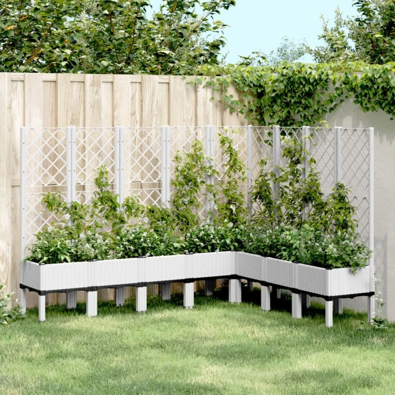 Plantekasse med espalier 200x160x142 cm – hvid PP