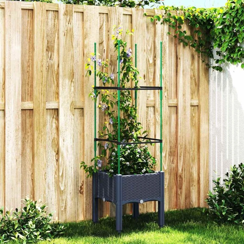 Plantekasse med espalier 40x40x142,5 cm – blågrå PP
