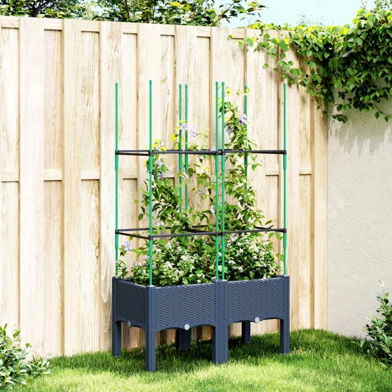 Plantekasse med espalier 80x40x142,5 cm – blågrå PP