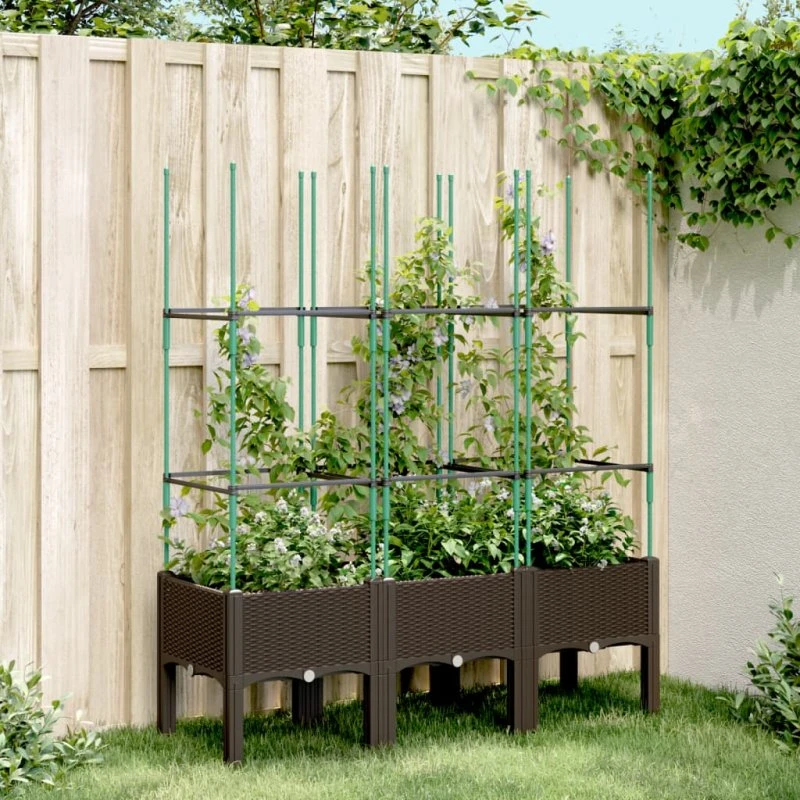 Plantekasse med espalier 120x40x142,5 cm – brun (PP)