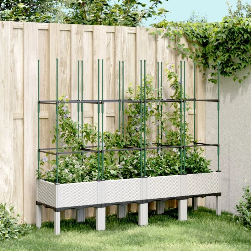 Plantekasse med espalier 160x40x142,5 cm - PP hvid