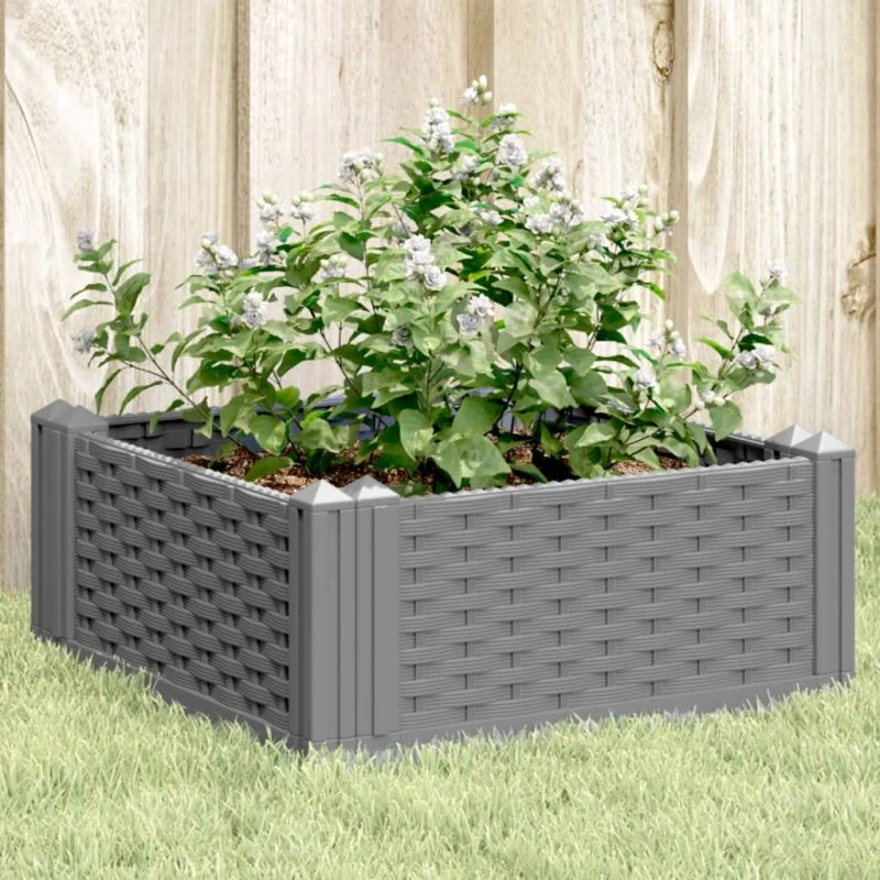 Plantekasse med spyd 42,5x42,5x28,5 cm - Lysegrå