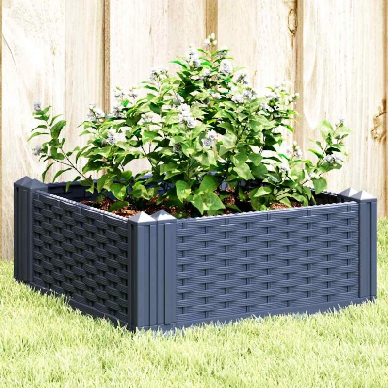 Plantekasse med spyd 42,5x42,5x28,5 cm - PP blågrå