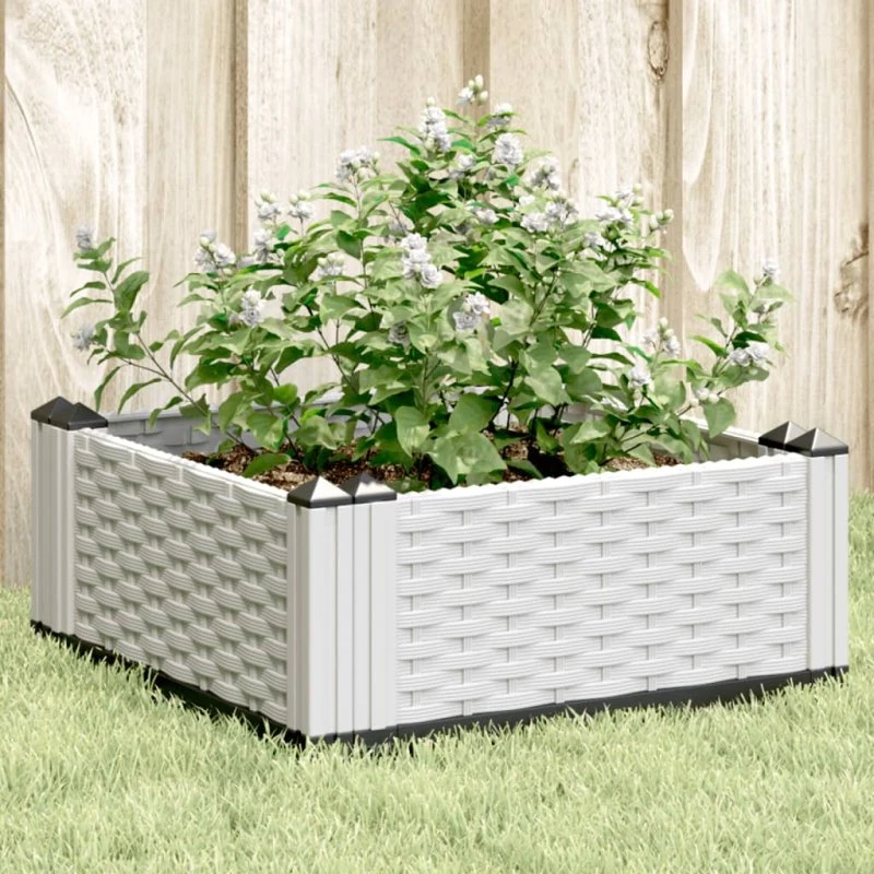 Plantekasse med spyd 42,5x42,5x28,5 cm – hvid PP